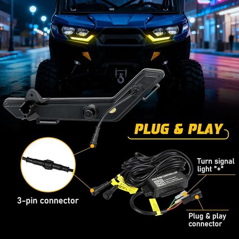 OPP ULITE Defender LED مصباح إشارة الانعطاف لـ Can-Am Defender 2020+، Can-Am Defender MAX 2020+، Commander 2021+، Commander Max 2021+، Dream Chasing Color DRL Daytime Running Lights، عبوة من قطعتين in Kuwait