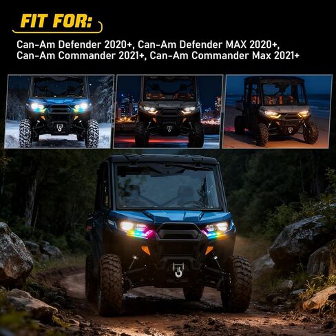 OPP ULITE Defender LED مصباح إشارة الانعطاف لـ Can-Am Defender 2020+، Can-Am Defender MAX 2020+، Commander 2021+، Commander Max 2021+، Dream Chasing Color DRL Daytime Running Lights، عبوة من قطعتين in Kuwait