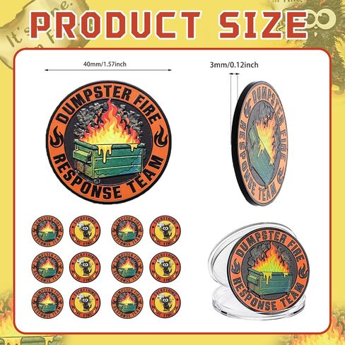 Kenning 12 Pcs Dumpster Fire Response Team Challenge Coins, Funny Office Gifts for Coworkers, Black Cat Everything is Fine Novelty Coins, Double Sided Hilarious Medallion Desk Accessories for Staff in Kuwait