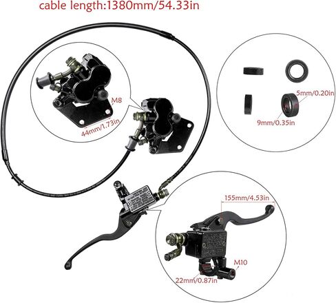 Front Disc Brake Caliper & Master Cylinder Kit with 1100mm Brake Hose for Apollo 125cc 140cc 150cc 250cc Dirt Pit Bike – 22mm Handlebar Hydraulic Brake Assembly with Pads & Lever, 44mm Caliper Mount in Kuwait