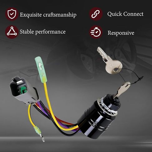 129572 Boat Ignition Switch with Key Fit for Bass Tracker Boats for Mercury Marine Outboard Motor Engine Control Box with 2 Keys 3 Position 6 Wire Connectors Replace 87-17009A2 87-17009A5 in Saudi Arabia