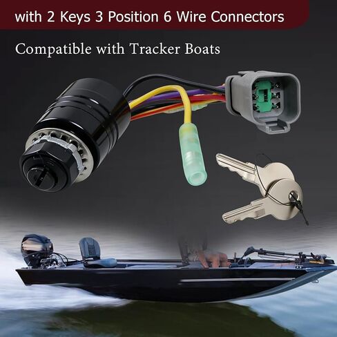 129572 Boat Ignition Switch with Key Fit for Bass Tracker Boats for Mercury Marine Outboard Motor Engine Control Box with 2 Keys 3 Position 6 Wire Connectors Replace 87-17009A2 87-17009A5 in Saudi Arabia