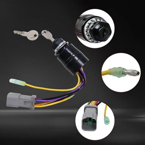 129572 Boat Ignition Switch with Key Fit for Bass Tracker Boats for Mercury Marine Outboard Motor Engine Control Box with 2 Keys 3 Position 6 Wire Connectors Replace 87-17009A2 87-17009A5 in Saudi Arabia