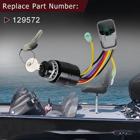129572 Boat Ignition Switch with Key Fit for Bass Tracker Boats for Mercury Marine Outboard Motor Engine Control Box with 2 Keys 3 Position 6 Wire Connectors Replace 87-17009A2 87-17009A5 in Saudi Arabia