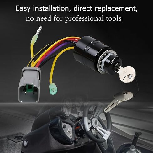 129572 Boat Ignition Switch with Key Fit for Bass Tracker Boats for Mercury Marine Outboard Motor Engine Control Box with 2 Keys 3 Position 6 Wire Connectors Replace 87-17009A2 87-17009A5 in Saudi Arabia