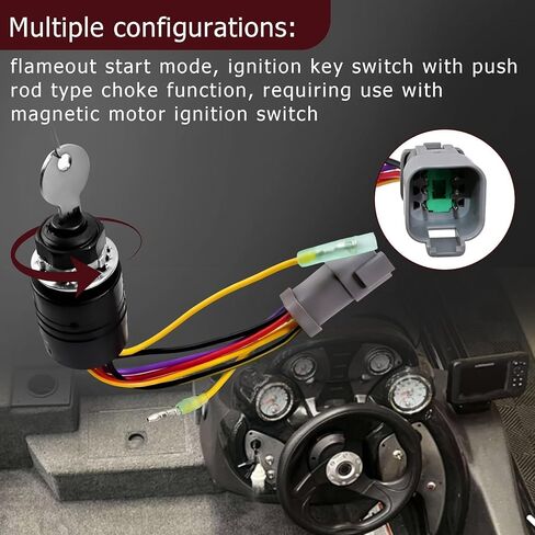 129572 Boat Ignition Switch with Key Fit for Bass Tracker Boats for Mercury Marine Outboard Motor Engine Control Box with 2 Keys 3 Position 6 Wire Connectors Replace 87-17009A2 87-17009A5 in Saudi Arabia