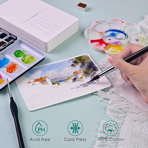 KOVIEDE 50 Sheets 4x6 Watercolor Postcards, 140lb/300gsm 100% Cotton Blank Postcards Water Color Paper Cards Art Supplies Great for Coloring, Mailing, Valentines, Greeting Cards in Saudi Arabia