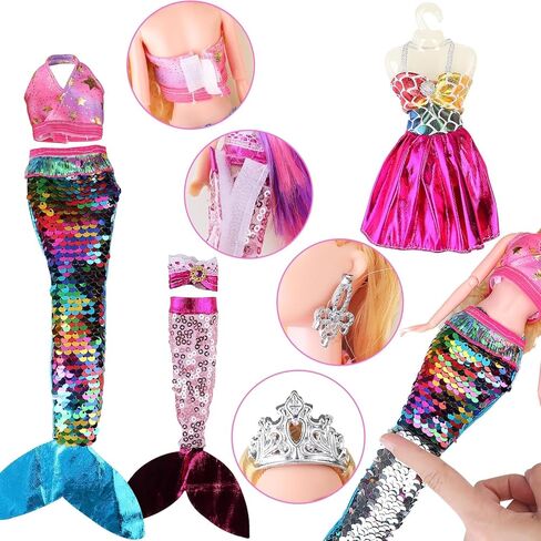 Baljinder Magical Mermaid Dolls with Little Mermaid | Summer Princess Doll & Color Change Dolphin Playset for Water Swimming | Mermaid Pool Toys for Girls 4-7 | Birthday Party Christmas in Saudi Arabia