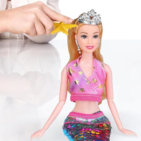 Baljinder Magical Mermaid Dolls with Little Mermaid | Summer Princess Doll & Color Change Dolphin Playset for Water Swimming | Mermaid Pool Toys for Girls 4-7 | Birthday Party Christmas in Saudi Arabia