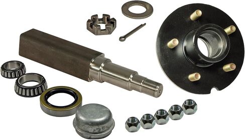 Single - 5-Bolt On 4-1/2 Inch Hub Assembly (SQ-3500545) Includes (1) Square Stock 1-3/8 Inch To 1-1/16 Inch Tapered Spindle & Bearings in Kuwait