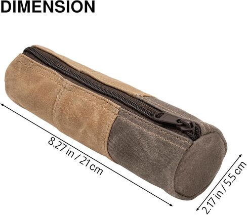 Waxed Canvas Pencil Pouch, Vintage Pencil Bag for Women or Men, Zippered Stationery Organizer for Pens and Accessories Handmade Multi-Purpose Utility Case - Minimalist Small Pencil Case Pouch (Tan) in Saudi Arabia
