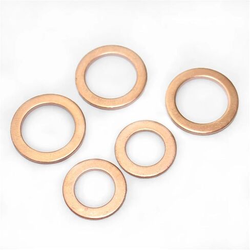 Red Brass Copper Crush Sealing Washer Boat Flat Seal Gasket M3 M4 M5 M6 M8 M10 M12 M14 M16 M18 M20 M22 M24 M27 DIN7603(M5 xOD10(20PCS),Thickness-2mm) in Kuwait