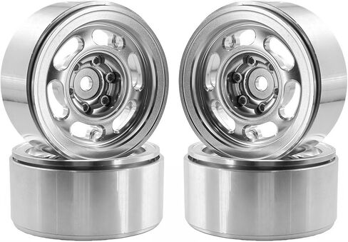 1.3" RC Beadlock Wheels, 4PCS CNC Aluminum Wheel Rims for 1/18 1/24 RC Crawler Upgrade (Silver) in Saudi Arabia
