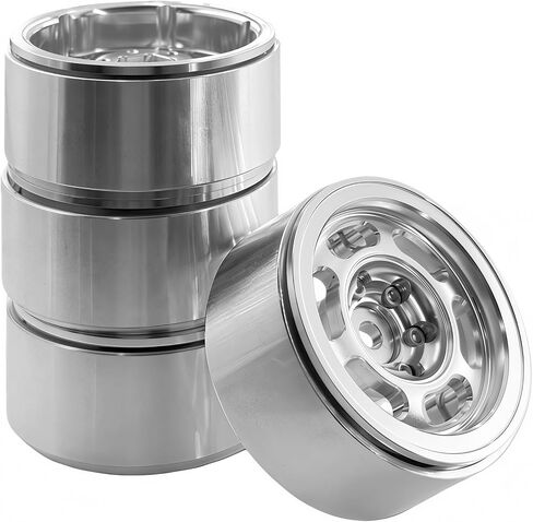 1.3" RC Beadlock Wheels, 4PCS CNC Aluminum Wheel Rims for 1/18 1/24 RC Crawler Upgrade (Silver) in Saudi Arabia
