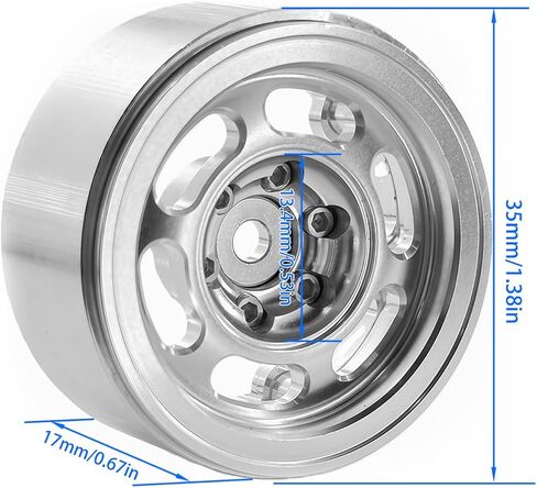 1.3" RC Beadlock Wheels, 4PCS CNC Aluminum Wheel Rims for 1/18 1/24 RC Crawler Upgrade (Silver) in Saudi Arabia