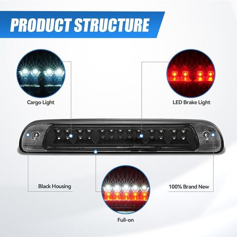 Third Brake Light with Strobe Flash for 2000-2006 Toyota Tundra, Pickup Truck Rear Cab Center Tail Lights High Mount 3rd Stop Reverse Cargo LED Lighting (Black) in Saudi Arabia