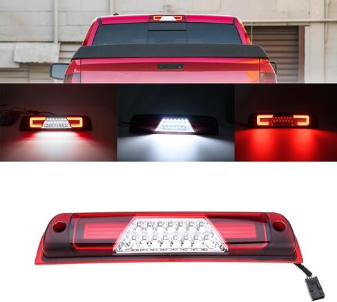 LED 3rd Brake Light for RAM 1500 2019 2020 2021 2022 2023 2024 2025 Rebel HFE Laramie Red Lens High Mount Stop Brake Lamps White LED Rear Center Roof Cargo Lights with Seal Foam Gaskets (smoked lens) in Kuwait