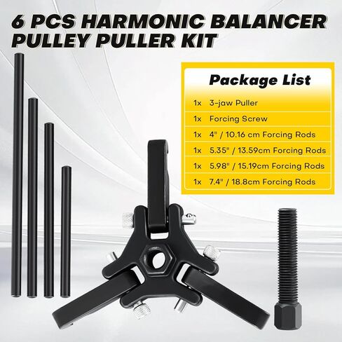 Harmonic Balancer Pulley Puller Kit | Adjustable 3-Jaw Pulley Puller Tool, Designed for Harmonic Damper & Balancer Removal, 3 Jaw Puller Compatible with Chevy GM Chrysler Cadillac Ford More in Kuwait
