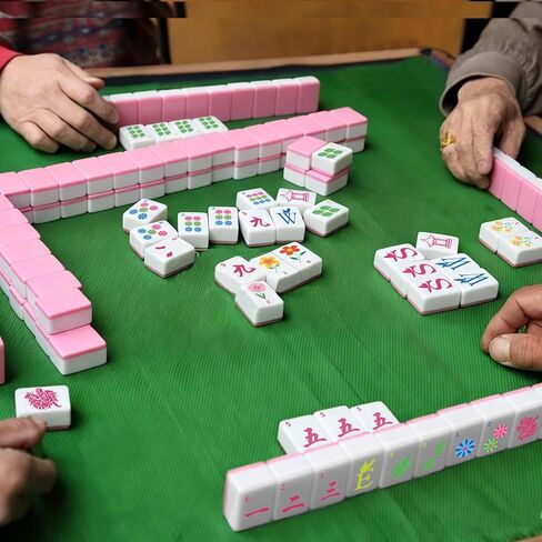 Mini Mahjong Set, American Mahjong Game Set Include 166 Premium Tiles (1.2’’), 1 Bag, 100 Chips, 4 Tile Rulers, 4 Dice, 5 Instruction Manuals, Portable Travel Mahjong Set for Adults & Beginners in Saudi Arabia