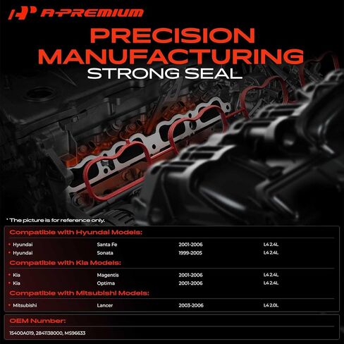 A-Premium Lower Engine Intake Manifold Gasket Set Compatible with Hyundai Sonata 1999-2005, Santa Fe 2001-2006 & Kia Optima Magentis 2001-2006 & Mitsubishi Lancer 2003-2006 in Kuwait