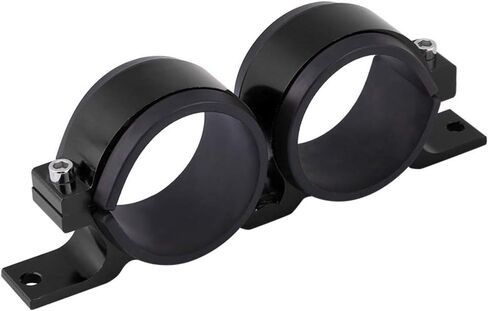 60mm Car Fuel Pump Mounting Bracket, Dual Filter Clamp Cradle, Stylish and sturdy Bracket, Suitable for 60mm Fuel Pumps and Filters, Easy to Install with Rubber Insert, Aluminum (Black) in Kuwait