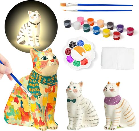 Paint Your Own Cat Lamp Kit, Arts and Crafts for Kids Ages 8-12, Arts and Crafts for Kids 4-6, DIY Cat Gifts for 10 Year Old Girl, Art Supplies for Teens Girls Boys Birthday Ages 3 4 5 6 7 8 9 10 11+ in Saudi Arabia