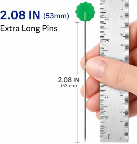 300 PCS Flat Head Sewing Pins, 2.08IN Stainless Steel Straight Pins with Colorful Flower Heads, Long Quilting Pins for Sewing, Dressmaking, Crafts, Fabric, DIY Projects & Jewelry Making in Saudi Arabia
