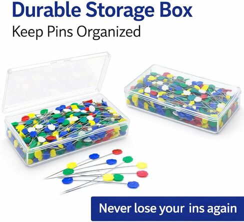 300 PCS Flat Head Sewing Pins, 2.08IN Stainless Steel Straight Pins with Colorful Flower Heads, Long Quilting Pins for Sewing, Dressmaking, Crafts, Fabric, DIY Projects & Jewelry Making in Saudi Arabia