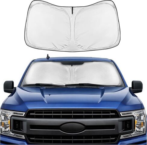 Motor Trend Custom Fit Ford F150 Sun Shade for Windshield 2015-2020 Ford F150 Accessories - Car Accessories Foldable Front Windshield Car Sun Shade - Automotive Interior Sunshade Visor UV Protection in Kuwait