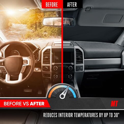 Motor Trend Custom Fit Ford F150 Sun Shade for Windshield 2015-2020 Ford F150 Accessories - Car Accessories Foldable Front Windshield Car Sun Shade - Automotive Interior Sunshade Visor UV Protection in Kuwait