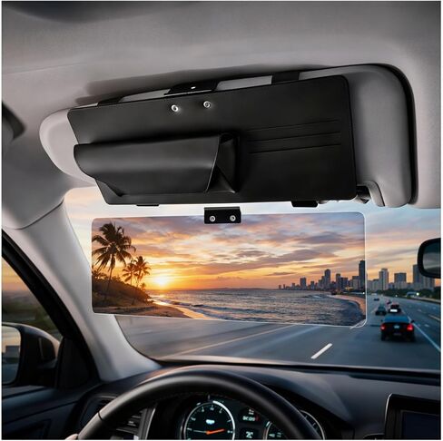 Anti-Glare Sun Visor for Cars, Suitable for Daytime and Nighttime Driving, Blocks UV Rays and Sunlight, Sun Visor Extender with Transparent Anti-Glare Panel and Storage Function in Saudi Arabia