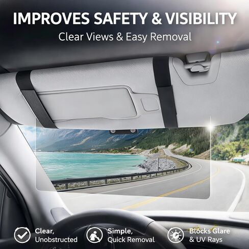 Anti-Glare Sun Visor for Cars, Suitable for Daytime and Nighttime Driving, Blocks UV Rays and Sunlight, Sun Visor Extender with Transparent Anti-Glare Panel and Storage Function in Saudi Arabia