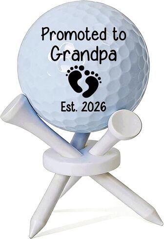2026 New Grandpa Golf Gifts, Golf Fathers Day Promoted to Grandfather Pregnancy Reveal Gift, Pregnancy Announcement Golfing Gift, Golfball Tabletop Display Stand Gifts, 3 Tees in Saudi Arabia