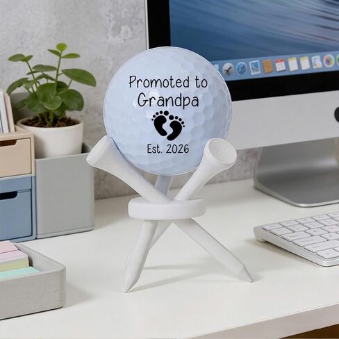 2026 New Grandpa Golf Gifts, Golf Fathers Day Promoted to Grandfather Pregnancy Reveal Gift, Pregnancy Announcement Golfing Gift, Golfball Tabletop Display Stand Gifts, 3 Tees in Saudi Arabia