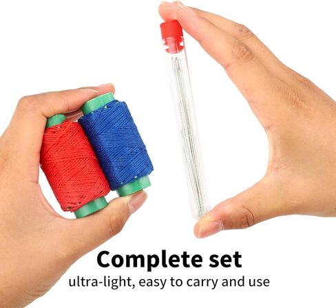 37pcs Big Eye Steel Needle Set, Portable Hand Sewing Needles with Small Scissors 5 Thread 2 Needle Threader 2 Thimble & Thread Ripper for Beginners & Craft Lovers in Kuwait