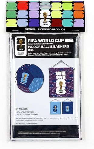 Northcott Soccer Banner & Plush Ball DIY Sewing Kit – Makes Three 11" x 12" Banners & 8.5" Stuffed Ball – 28" x 42" Cotton Canvas Panel – Soccer Craft Project (Canada) in Kuwait
