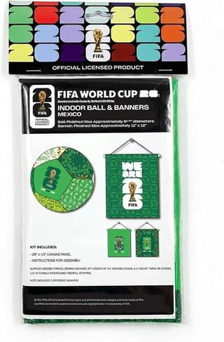 Northcott Soccer Banner & Plush Ball DIY Sewing Kit – Makes Three 11" x 12" Banners & 8.5" Stuffed Ball – 28" x 42" Cotton Canvas Panel – Soccer Craft Project (Canada) in Kuwait
