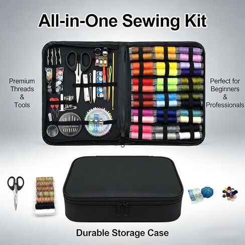 Sewing Kit for Adults with Full Accessories 230Needle and Thread Kit with Sewing Supplies & Sewing Machine Needle Threader, Portable for Home, Travel, Emergency Use, Beginner Friendly & Ideal Gifting in Saudi Arabia