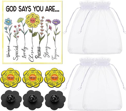 Landical 60 Pcs/30 Sets God says you are Pins with Card Include 30 Christian Bible Verse Pins and 30 Religious God says you are Cards for Men & Women Church Prizes Party Favors in Kuwait