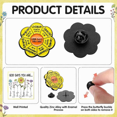 Landical 60 Pcs/30 Sets God says you are Pins with Card Include 30 Christian Bible Verse Pins and 30 Religious God says you are Cards for Men & Women Church Prizes Party Favors in Kuwait