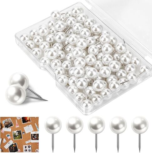 100 Pcs Pearl Pins, Pearl Push Pins Thumb Tacks for Bulletin Board Corkboard Map Calendar Photo Wedding Crafts Sewing Fabric Positioning with Storage Box in Saudi Arabia