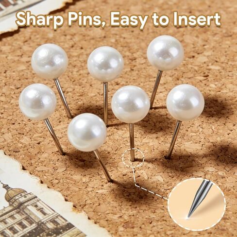100 Pcs Pearl Pins, Pearl Push Pins Thumb Tacks for Bulletin Board Corkboard Map Calendar Photo Wedding Crafts Sewing Fabric Positioning with Storage Box in Saudi Arabia