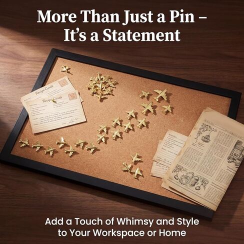 30 PCS Gold Airplane Push Pins Metal Decorative Thumb Tacks for Map Cork Bulletin Boards Photos Wall Maps Office School Supplies Home DIY Decoration Pushpin with Clear Organizer Box in Kuwait