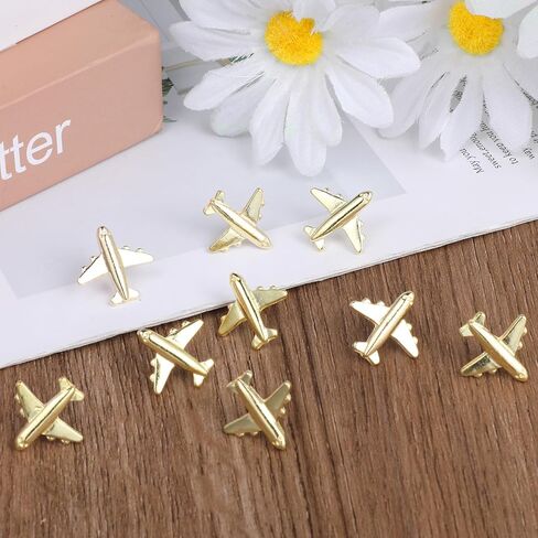 30 PCS Gold Airplane Push Pins Metal Decorative Thumb Tacks for Map Cork Bulletin Boards Photos Wall Maps Office School Supplies Home DIY Decoration Pushpin with Clear Organizer Box in Kuwait