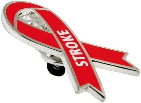 PinMart Stroke Red Awareness Ribbon Enamel Lapel Pin in Saudi Arabia