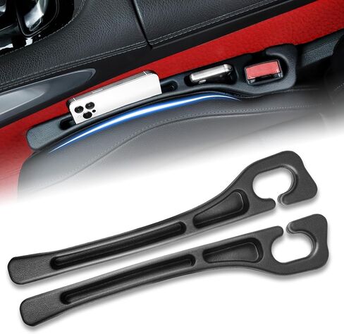 Car Seat Gap Filler 2 Pack, Built-in Storage Slot & Seat Belt Pass-Through Design, No-Readjust Gap Blocker Organizer for SUV Truck Sedan, Universal Fit Car Interior Accessories in Saudi Arabia