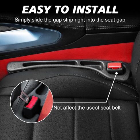 Car Seat Gap Filler 2 Pack, Built-in Storage Slot & Seat Belt Pass-Through Design, No-Readjust Gap Blocker Organizer for SUV Truck Sedan, Universal Fit Car Interior Accessories in Saudi Arabia