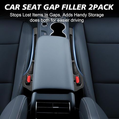 Car Seat Gap Filler 2 Pack, Built-in Storage Slot & Seat Belt Pass-Through Design, No-Readjust Gap Blocker Organizer for SUV Truck Sedan, Universal Fit Car Interior Accessories in Saudi Arabia