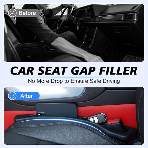 Car Seat Gap Filler 2 Pack, Built-in Storage Slot & Seat Belt Pass-Through Design, No-Readjust Gap Blocker Organizer for SUV Truck Sedan, Universal Fit Car Interior Accessories in Saudi Arabia