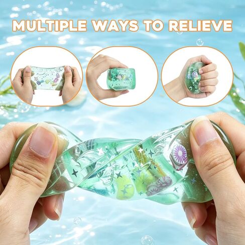1Pc Ice Cube Squishy Stress Balls,Slow Rising Sensory Fidget Toy with Marine Shells Inside Square Soft Sensory Anxiety Relief Squeeze Cube for Adults Teens Kids(Green) in Saudi Arabia